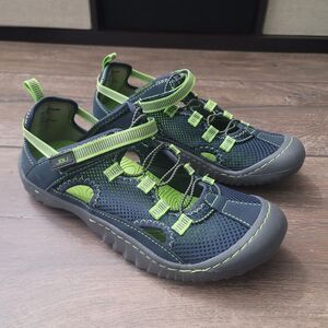 JBU Women's Navy and Lime Sport Sandals